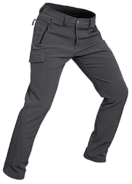 Wespornow Men's-Polyester, Spandex-Lined-Hiking-Pants Water-Resistance-Snow-Ski-Pants Softshell Snowboarding Pants for Winter, Skiing, Outdoor (Grey, X-Large)