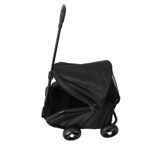 Generic Cochecito Plegable para Mascotas con Dosel, Ligero, Fácil de Montar, para Perros Pequeños, Gatos, Diseño Portátil de 4 Ruedas (BLACK)