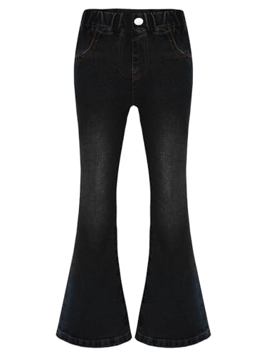 FEESHOW Washed Bell-Bottoms Denim Pants for Kids Girls Skinny Flared Jeans Casual Elastic Waistband Trousers Daily Wear3