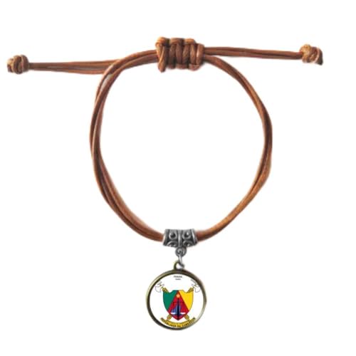 Bracelet Cameroun cuir double corde - Bijou emblème national Yaoundé pour couple