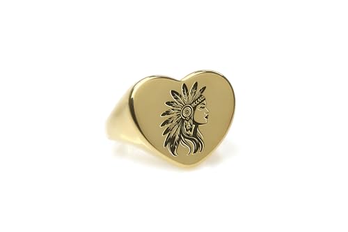 Bague en forme de coeur gravée style indienne, le cadeau tribal idéal - 5