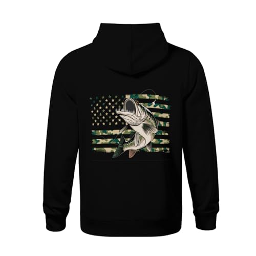 Kids Fishing US American Flag Bass Fish Fisherman Camo Boys Girls Lightweight Kangaroo Pocket Fleece Hoodies2