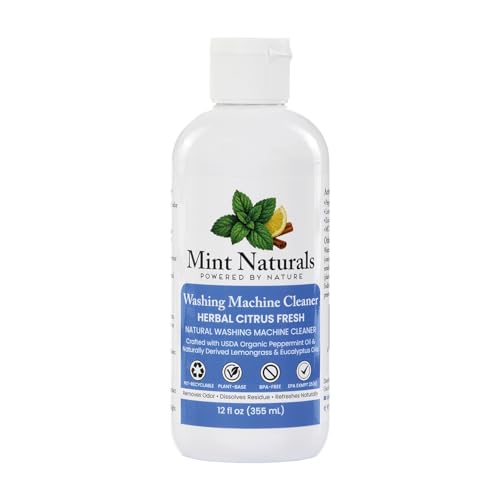 Mint Naturals Clean Cycle Washing Machine Cleaner & Deodorizer – HE Front & Top Load Washer Odor Remover – 12 oz Made in USA