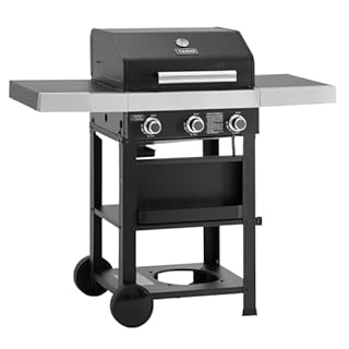 TAINO WABAYA 3+0 Gasgrill Grillwagen 3 Brenner Keramik Sear-Burner Piezo-Zündung Thermometer Warmhalterost Schwarz Matt