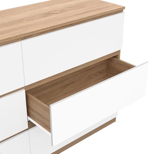 Commode TOMI XXL 6 tiroirs hêtre/blanc IDMarket