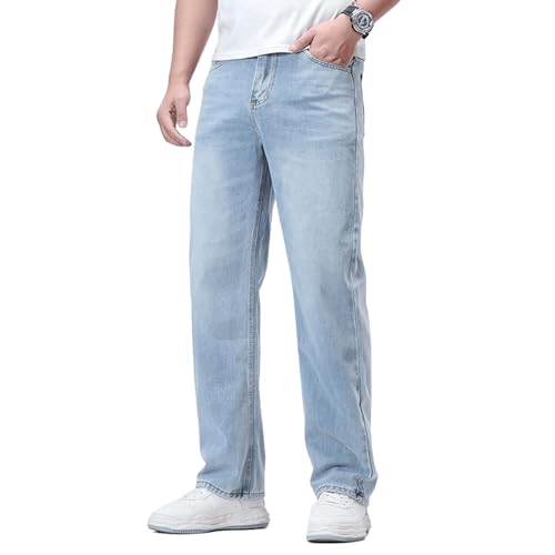 Men's Baggy Skate Jeans Plus Size Loose Straight Jeans Teen Boys Washed Denim Long Trousers Streetwear S-5XL