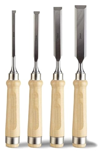 Juego de Cinceles para Madera, Gubias de carpintería, cincel manual con mangos de madera
