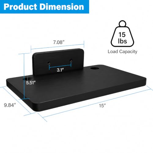 Image of Floating Projector Wall Mount DVD Shelf Wooden Floating Entertainment Center Supports 24lbs,Perfect for Projector,DVD Player,Game, Cable Box (Single Shelf Black)