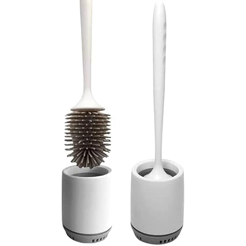 husMait Toilet Bowl Brush with TPE Bristles - Set of 2 Cover