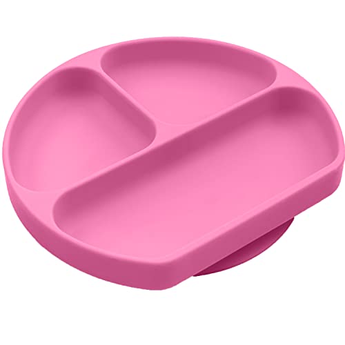 Image of Silikong Suction Plate for Toddlers | BPA Free, 100% Food-Grade Silicone | Microwave, Dishwasher and Oven Safe | Stay Put Divided Baby Feeding Bowls and Dishes for Kids and Infants