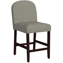 Homepop Home Decor |Rounded Back Upholstered Counterstool | 24 Inch Bar Stools | Decorative Home Furniture, Slate Gray Woven