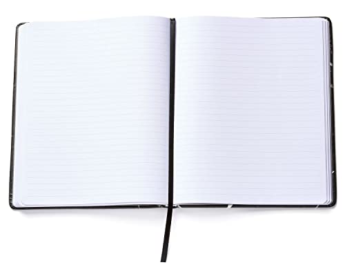 Eccolo Large Lined Journal Notebook, Hardbound Cover, Writing Journal, 256 Ruled White Pages, Ribbon Bookmark, Lay Flat, Desk Size For Work Or School, Black Marble (8X10 Inches) #TOP2