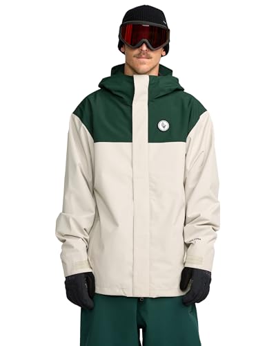 Volcom Men's Buckthreeeighty Snowboard Jacket – 10K Waterproof 2-Layer Shell, Zip Tech®, Stone, Medium