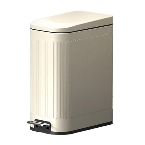Corbeille à papier en acier inoxydable blanc de 7 L avec pédale fonctionnelle