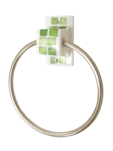 TOALLERO ARO Cubo Pared BAÑO Porcelana Mosaico Verde