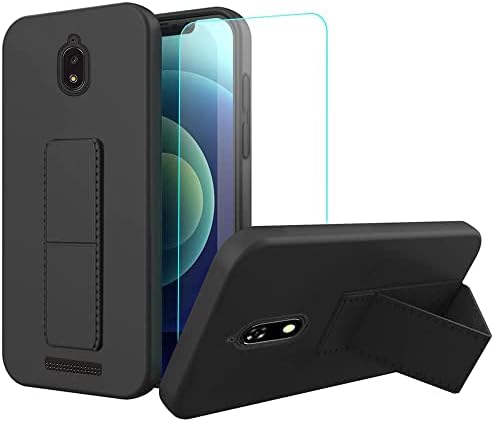 Sitikai Case for BLU View 2 /B130DL Phone Case, Stand Case with Tempered Glass Screen Protector Hide Telescopic Kickstand Shockproof Protective Cover Case for BLU View 2 /B130DL - Black
