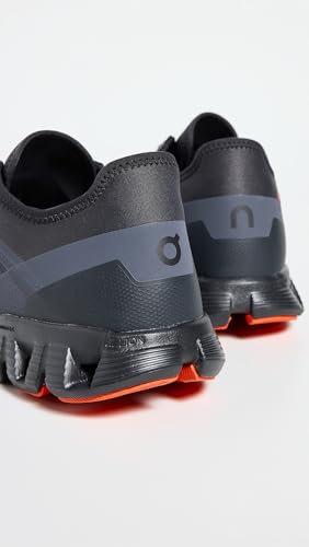 Image of On Men's Cloud X 3 AD Sneakers, Eclipse | Flame, Black, Orange, 7 Medium US