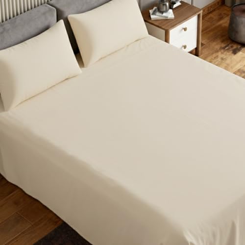 Image of haus & kinder Bedsheet King Size, 300 TC Cotton Sateen Weave, Fitted Bedsheet for Double Size Bed, Silky Smooth (Timeless Pearl, 60x78)