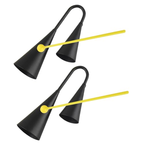 Toddmomy Campanaccio Doppio in Metallo Nero Opaco Battenti, Strumento Musicale a Percussione Per Ragazzo Ragazza, Campanaccio Resistente Per Eventi Sportivi e Attività All’aperto, Set Da 2 Pezzi