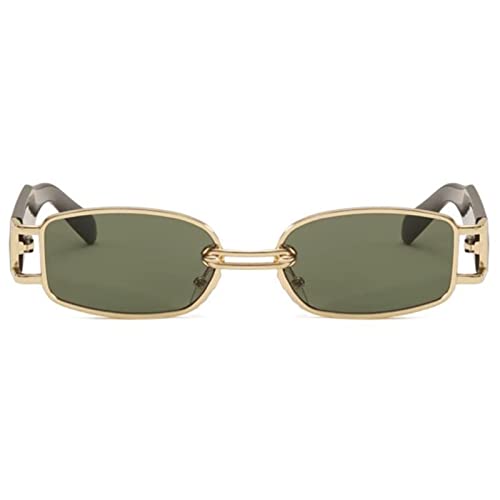 EQNSMDTGZ Okulary przeciwsłoneczne damskie Retro wklęsłe modelowanie uliczne okulary przeciwsłoneczne Tide Cool Street Vintage Spersonalizowane, z?oty zielony, Taille unique