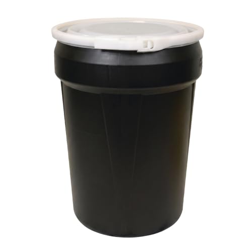 Eagle Plastic Drum, 30 Gallon Drum, DOT Compliant, Made in USA, Black | High-Density-Polyethylene, Open Head Lab Pack Drum, Plastic Lever-Lock Lid, Hazardous Material Storage, Transport