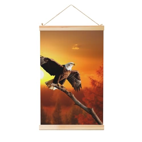 Impression sur toile d'aigle majestueux et cadre en bois noble
