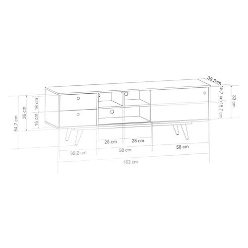 Rack Retrô Weimar Rustick Carvalho e Branco 160 cm