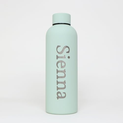 cribstar Personalised Engraved Insulated Water Bottle | Stainless Steel Water Bottle | Double Walled Drink Bottle Keeps 12 Hours Hot & 24 Hours Cold 500ML | Vaccum Flask (Sage)