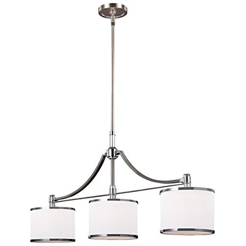 Image of 3 Bulb Chandelier Hanging Pendant Light - Satin Nickel/Chrome - LED E27 60W Bulb