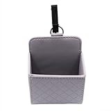 Organizador de ventilación de cuero para coche, caja de almacenamiento compacta de 12 x 9 x 5 cm para smartphones, gafas de sol, llaves, apto para la mayoría de Vehi (gris)