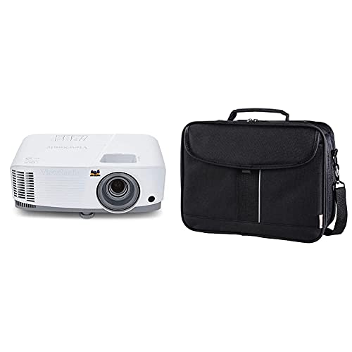 Viewsonic PA503W 3D Heimkino DLP Beamer (WXGA, 3.600 ANSI Lumen, HDMI, 2 Watt Lautsprecher) weiß-grau & Hama Beamertasche Sportsline (Projektor Tasche Größe M, 23 x 32 x 10 cm) schwarz