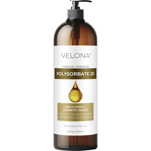 Polysorbate 20 by Velona - 32 Fl Oz | Solubilizer, Food & Cosmetic Grade | All Natural for Cooking, Skin Care and Bath Bombs | Use Today - Enjoy Results