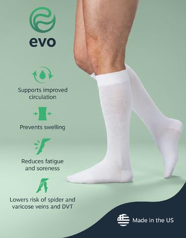 Image of EvoNation Men & Women Knee High 20-30 mmHg Graduated Compression Cotton Socks - Firm Pressure Compression Garment