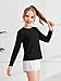 Haloumoning Girls Athletic Shirts Kids Long Sleeve Workout Tops Split Back Quick Dry T-Shirt 5-14Y Black