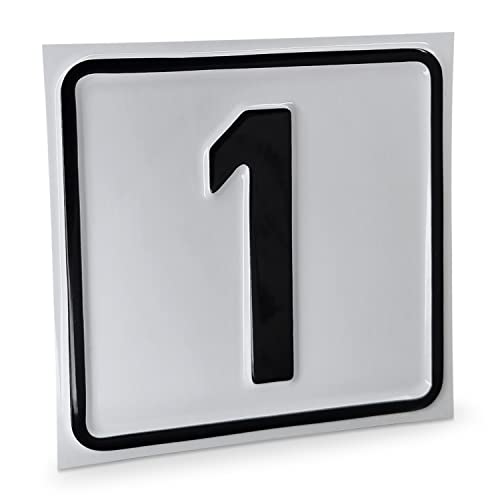 Betriebsausstattung24 Hausnummernschild Nr. 1 - Größe: 10 x 10 cm - Aluminiumschild - Farbe: weis/schwarz - Moderne Hausnummer- oder Parkplatzkennzeichnung