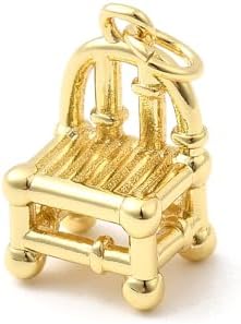 LiQunSweet 10 pcs Golden Color Brass Bamboo Chair Charms Lovely Furniture Chair Charms for DIY Jewelry Necklace Earring Bracelet Crafts Bag Keychain Phone Decor image 4