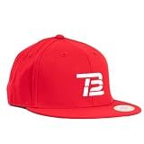 TB12 Fitted Hat, Official Merchandise of Tom Brady's Brand, Embroidered Logo, Red, Medium, Flat Brim Cap