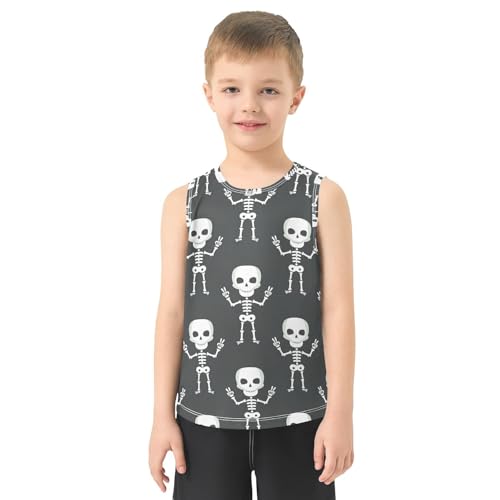 J JOYSAY Cartoon Skeleton Peace Boys Tank Top Sleeveless Muscle Shirts Quick Dry Kids T-Shirts 3-15T2