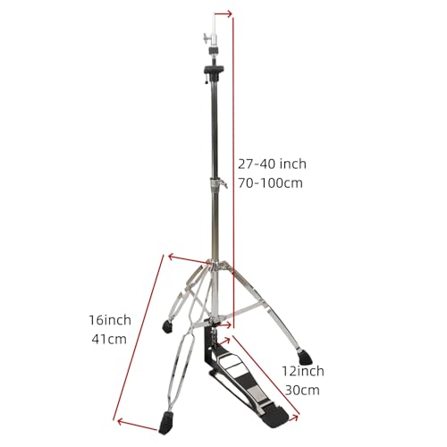 keerpusi Hi-hat Stand with Drum Sticks Holder, Double Braced 3-Leg Adjustable Hi-Hat Cymbal Stand with Smooth Pedal Lightweight (4.5lb) - Thumbnail 2