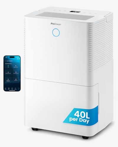 Pro Breeze Pro Breeze® 40L OmniDry WiFi Dehumidifier with Automatic Humidity Sensor & Display, 24Hr Timer, Laundry Drying, Continuous Drainage with Smart App