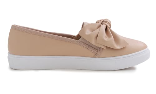 Image of FEVERSOLE Women's Casual Slip On Sneaker Fashion Bow Tie Loafer Flats