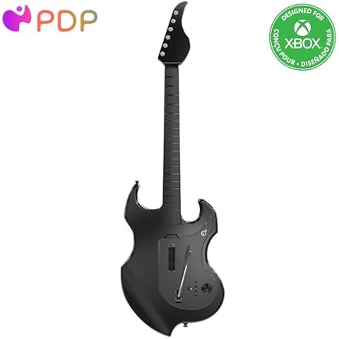 PDP RIFFMASTER Wireless Guitar Controller for Xbox Series X|S, Xbox One, Windows 10/11 PC, Rock Band 4, Fortnite Festival, Audio Jack, Rechargeable Battery, Officially Licensed by Microsoft – Black Cover