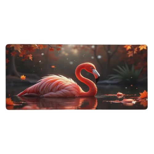 Tapis de souris de jeu grand format flamant rose, sous-main bureau caoutchouc pour clavier PC