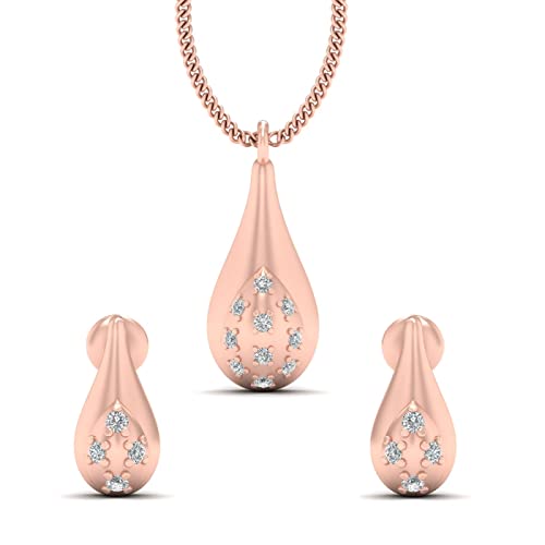 Pendientes de gota con diamante y collar de plata 925 para regalar