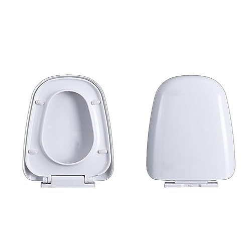 Asiento de inodoro alargado de cierre suave, diseño cuadrado de plástico con liberación rápida y bisagra de fijación superior para una fácil limpieza y cómoda actualización del baño
