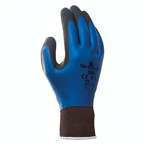 Showa 306 Natural Rubber Latex Waterproof Breathable Work Gloves, Medium (Pack Of 12 Pair) #TOP19