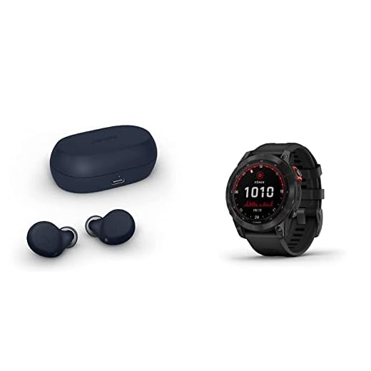 Jabra Elite 7 Active In Ear Bluetooth Earbuds - Dunkelblau + Garmin Fenix 7 Solar – robuste GPS-Multisport-Smartwatch mit 1,3“ Display, Solar-Ladelinse. Bis zu 22 Tage Akkulaufzeit