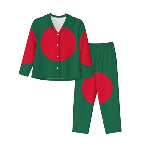 Pyjama drapeau du Bangladesh 2 pièces à manches longues pour homme et femme