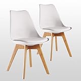 Juego de 2 sillas Lorenzo. Silla Tulip Lorenzo P&N Homewares - Silla de comedor de plástico y madera estilo retro color blanco, negro, gris, rojo, amarillo, rosa, verde y azul (set de 2)