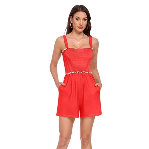 Tenues de plage légères en barboteuse rouge pour femmes actives